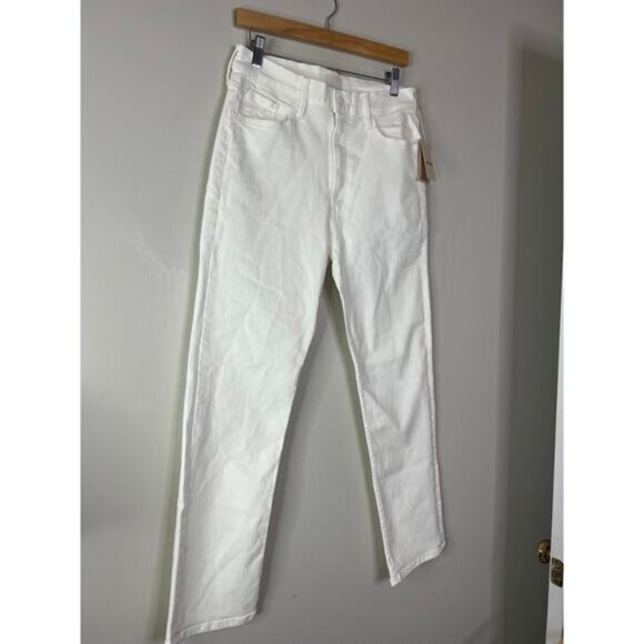 NWT Mother High Waisted Rider Ankle Button Belt Loops Denim Pants White Size: 30 - Picture 3 of 10